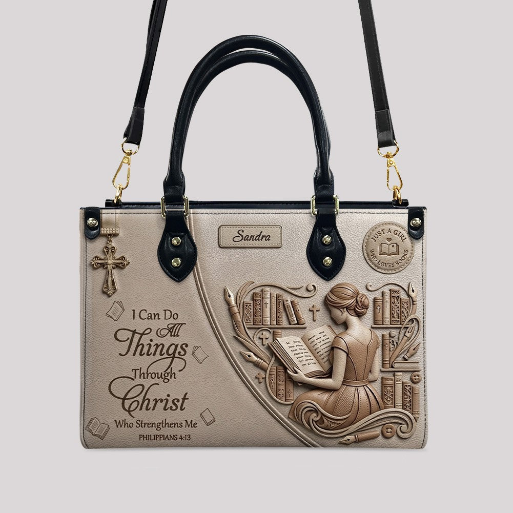 Personalized Christian Book Lover Leather Handbag