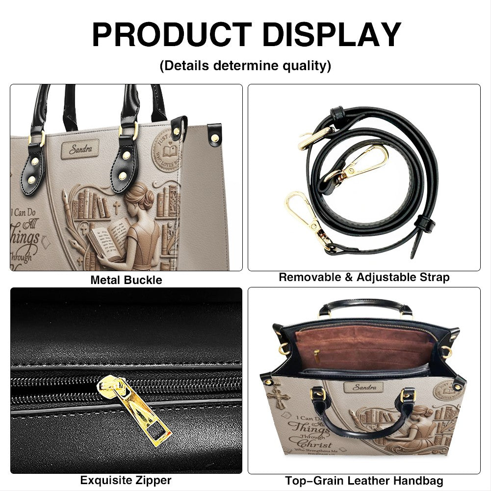Personalized Christian Book Lover Leather Handbag