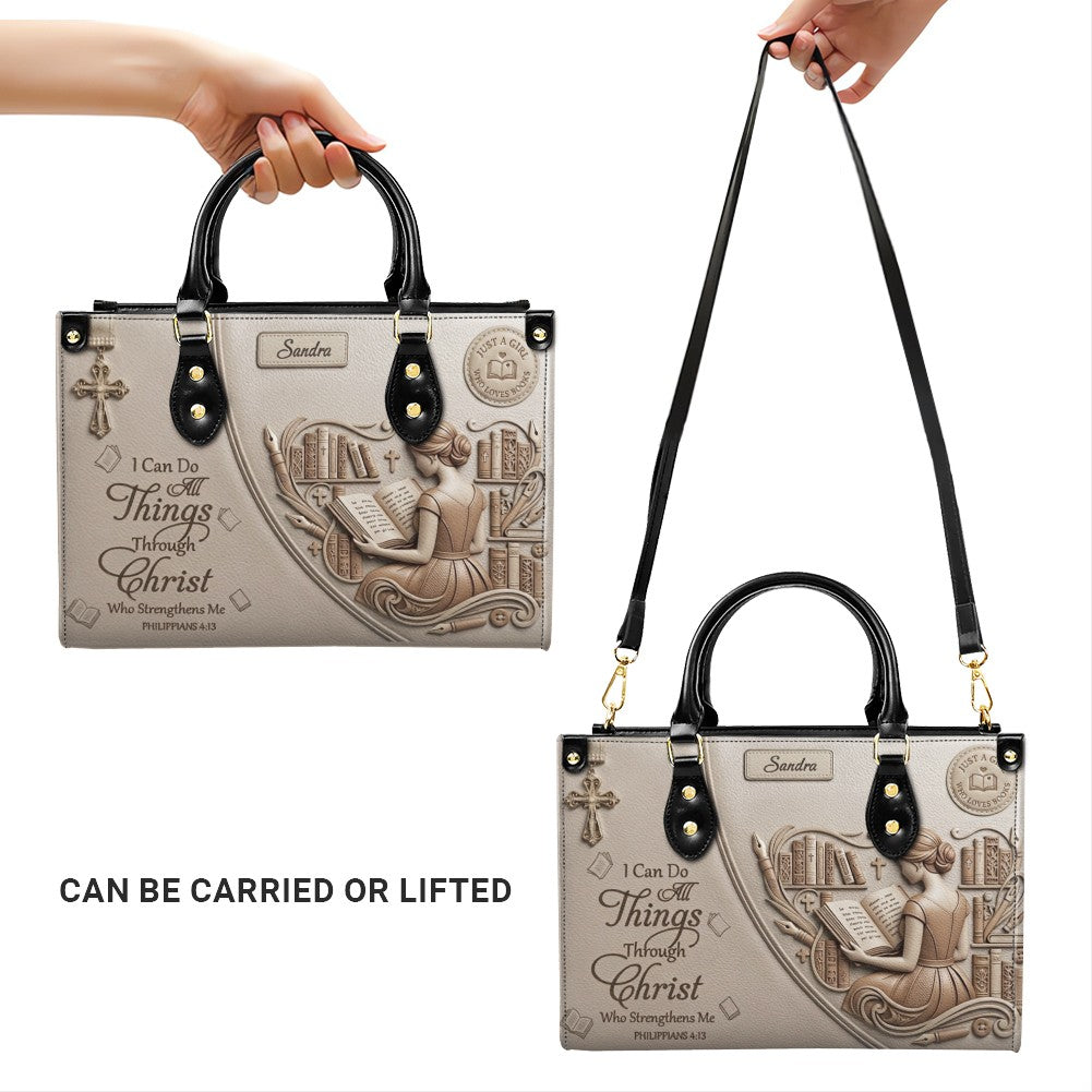Personalized Christian Book Lover Leather Handbag