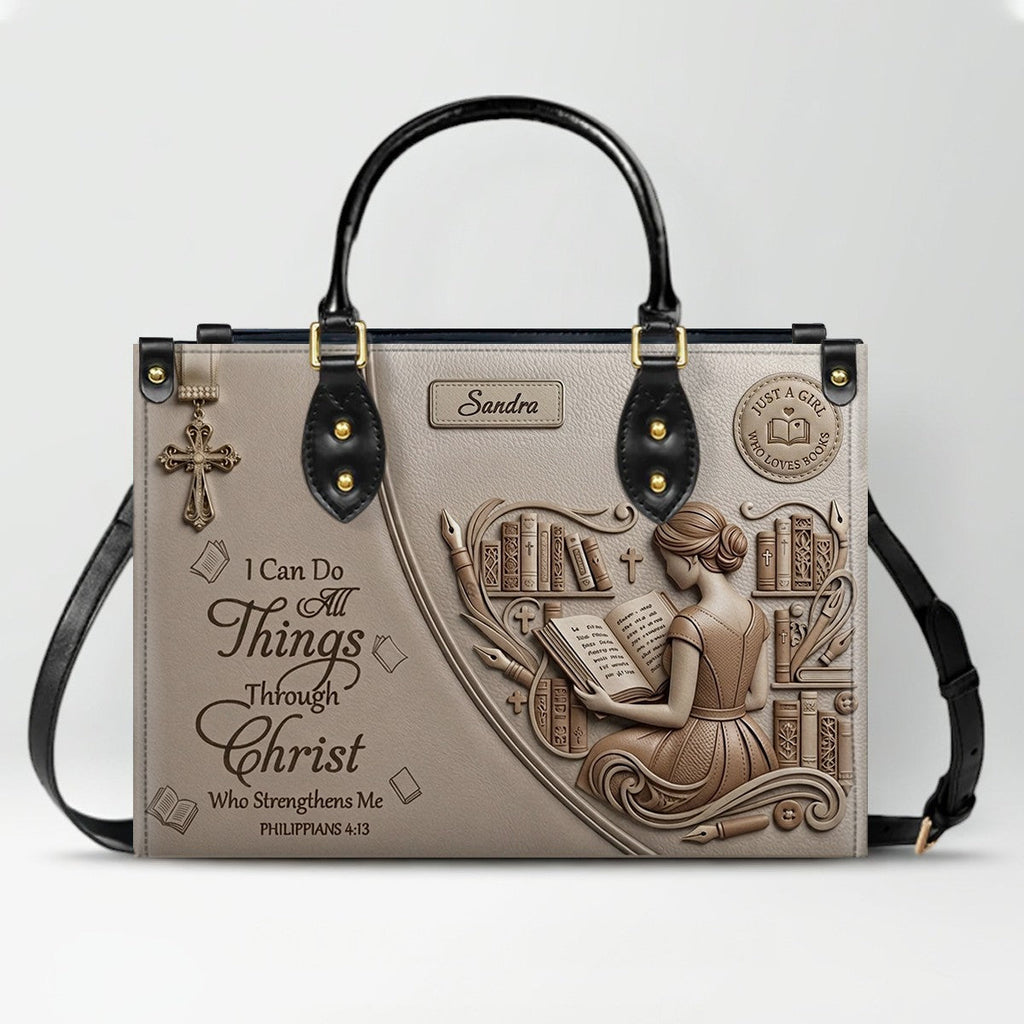 Personalized Christian Book Lover Leather Handbag