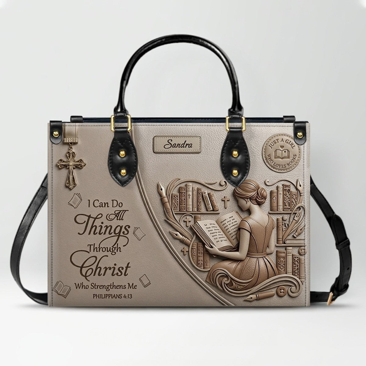 Personalized Christian Book Lover Leather Handbag