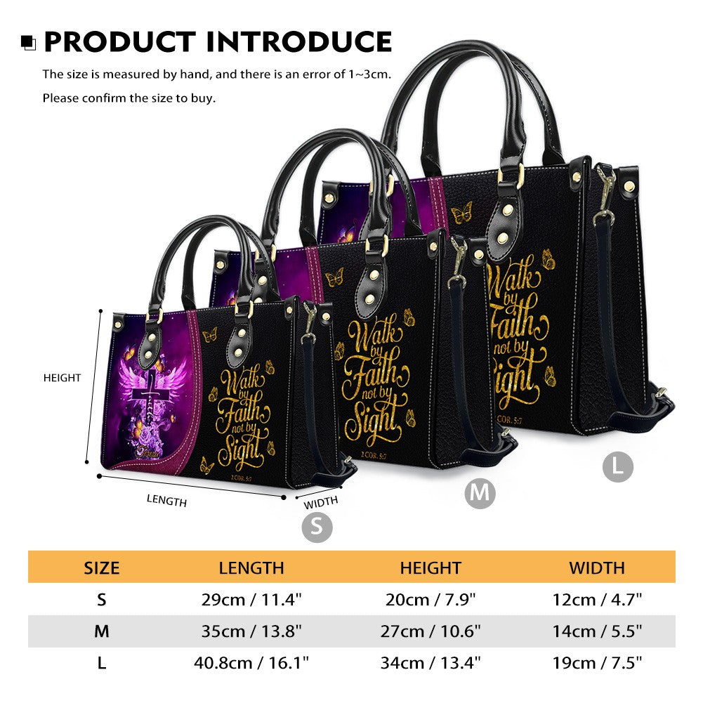 Personalized Christian Cross & Wings Leather Handbag