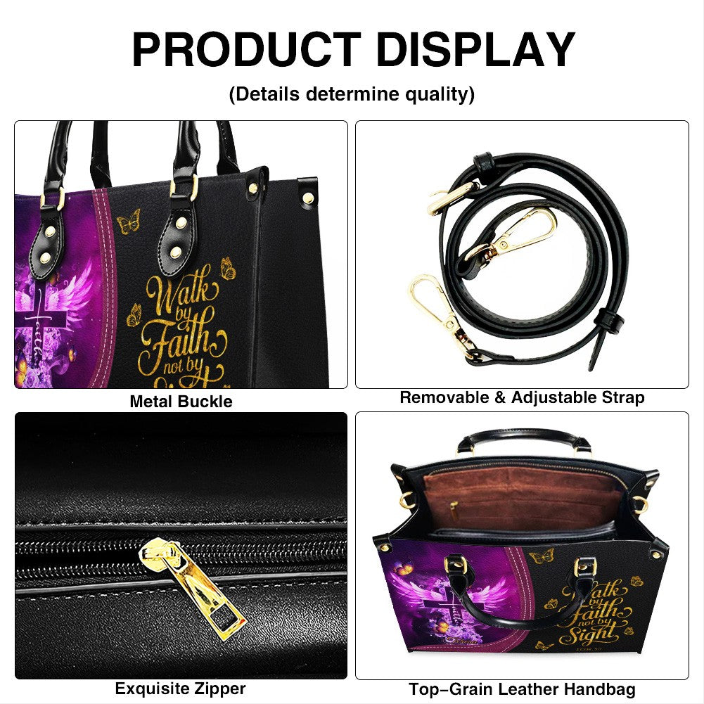 Personalized Christian Cross & Wings Leather Handbag
