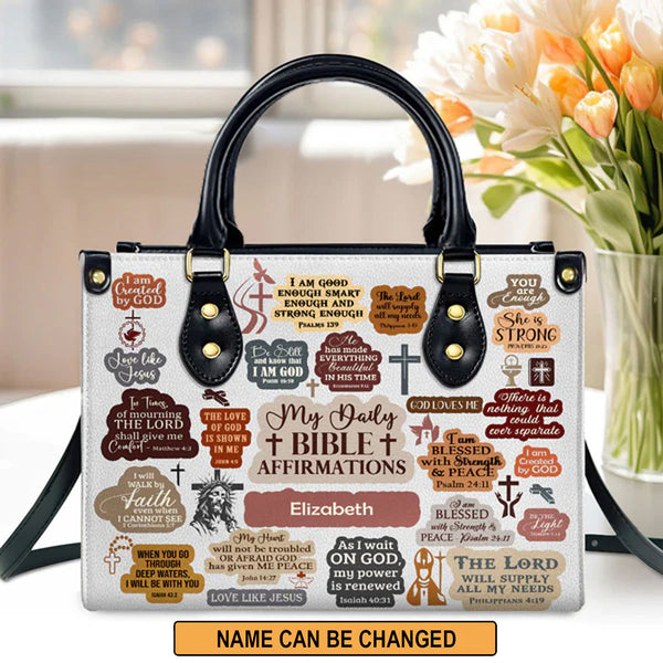 Personalized Bible Affirmation Leather Handbag