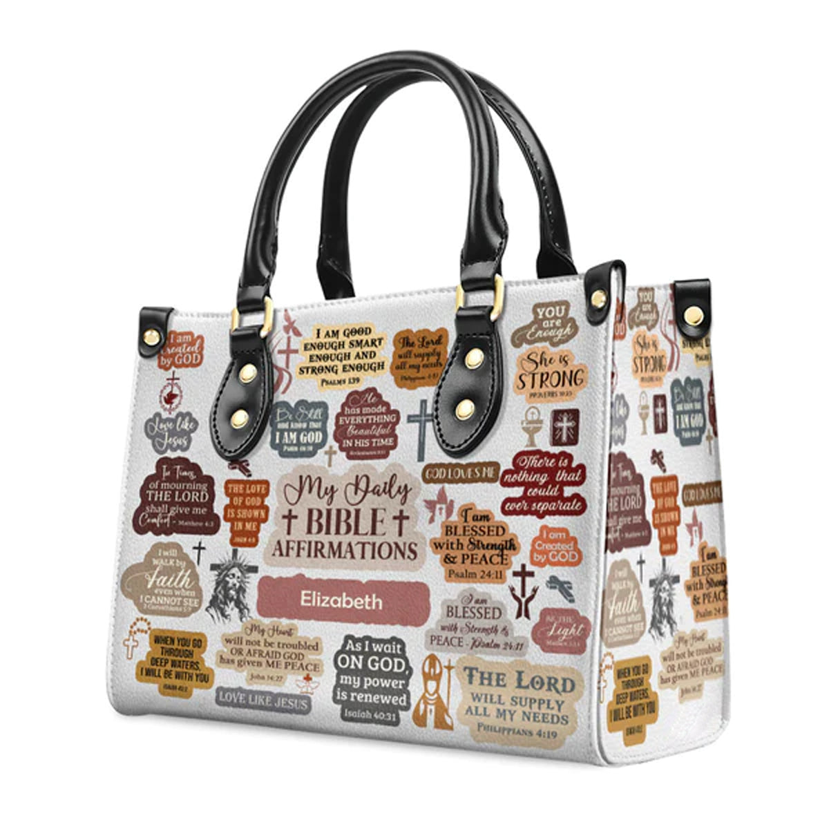Personalized Bible Affirmation Leather Handbag