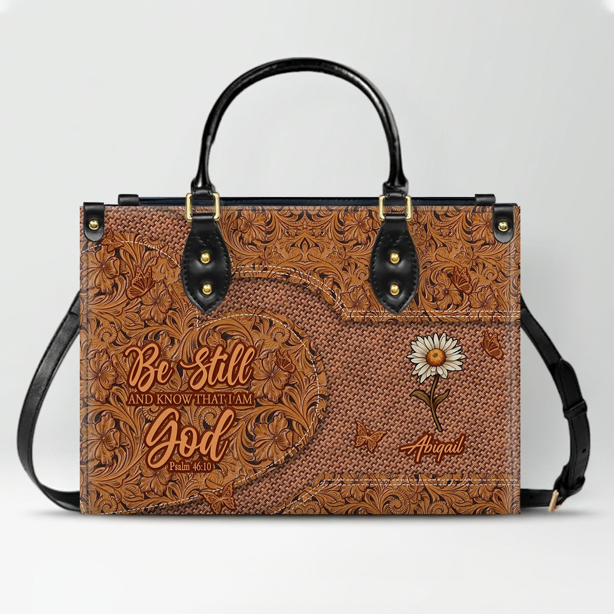 Personalized Christian Leather Tote Bag