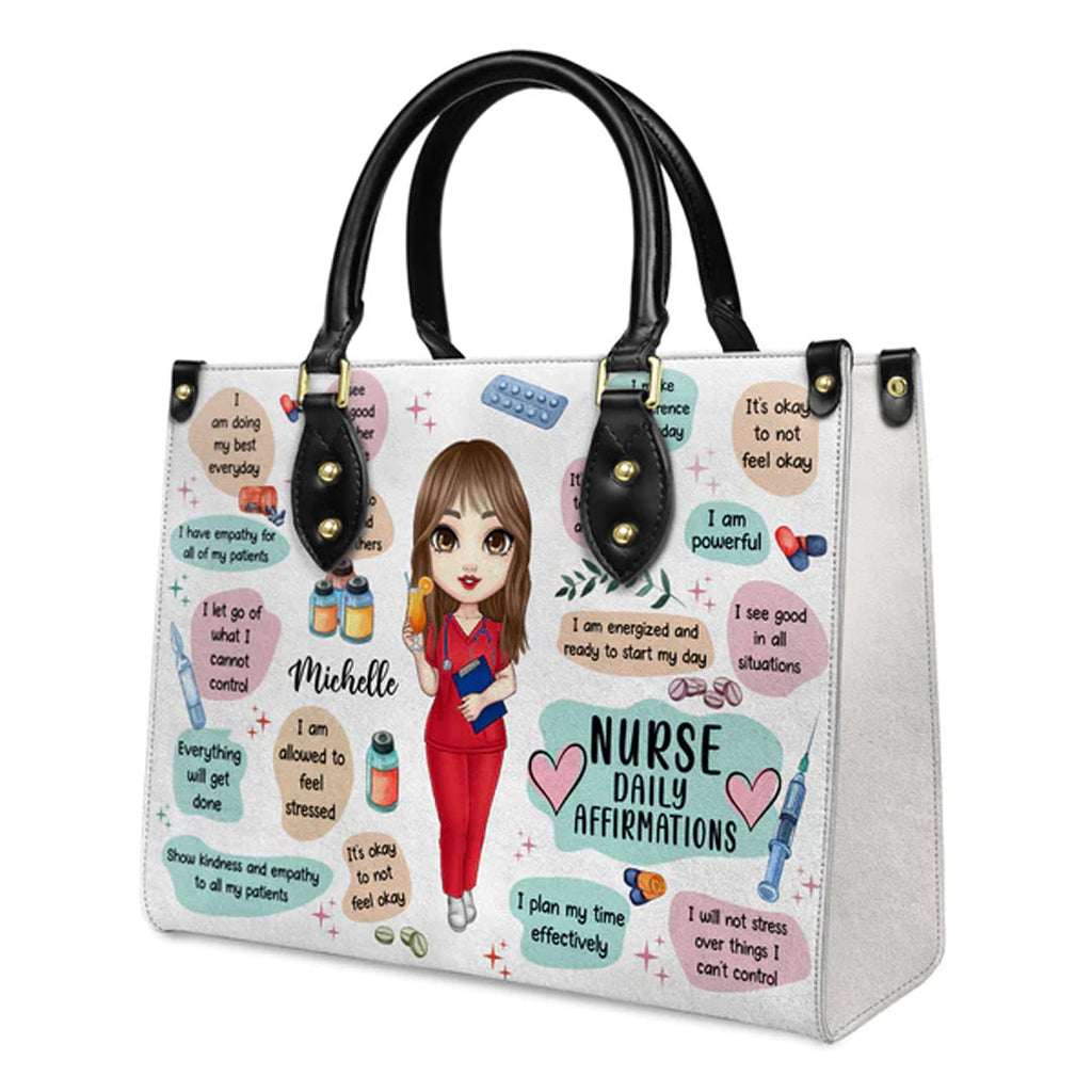 Personalized Nurse Affirmation Leather Handbag
