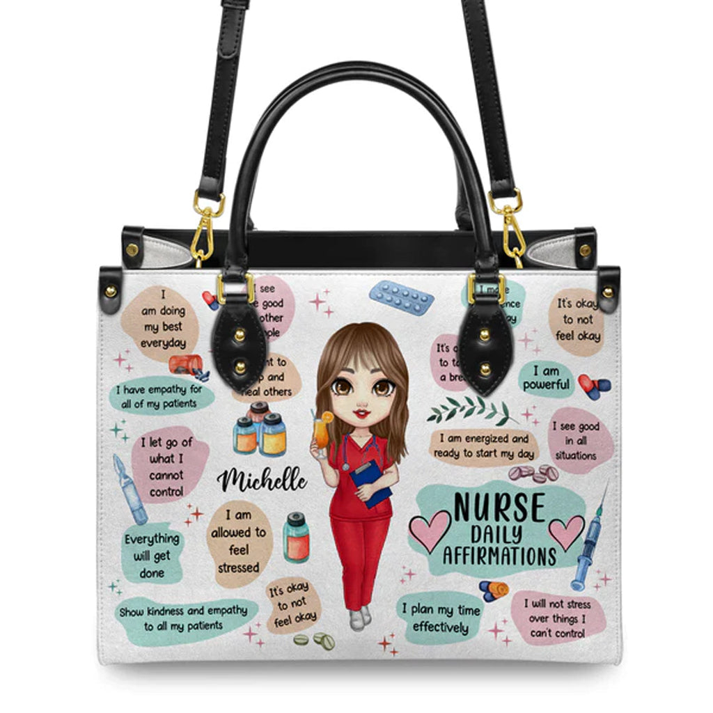 Personalized Nurse Affirmation Leather Handbag