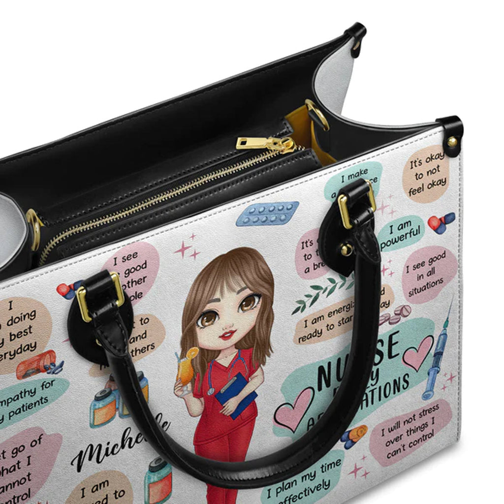 Personalized Nurse Affirmation Leather Handbag