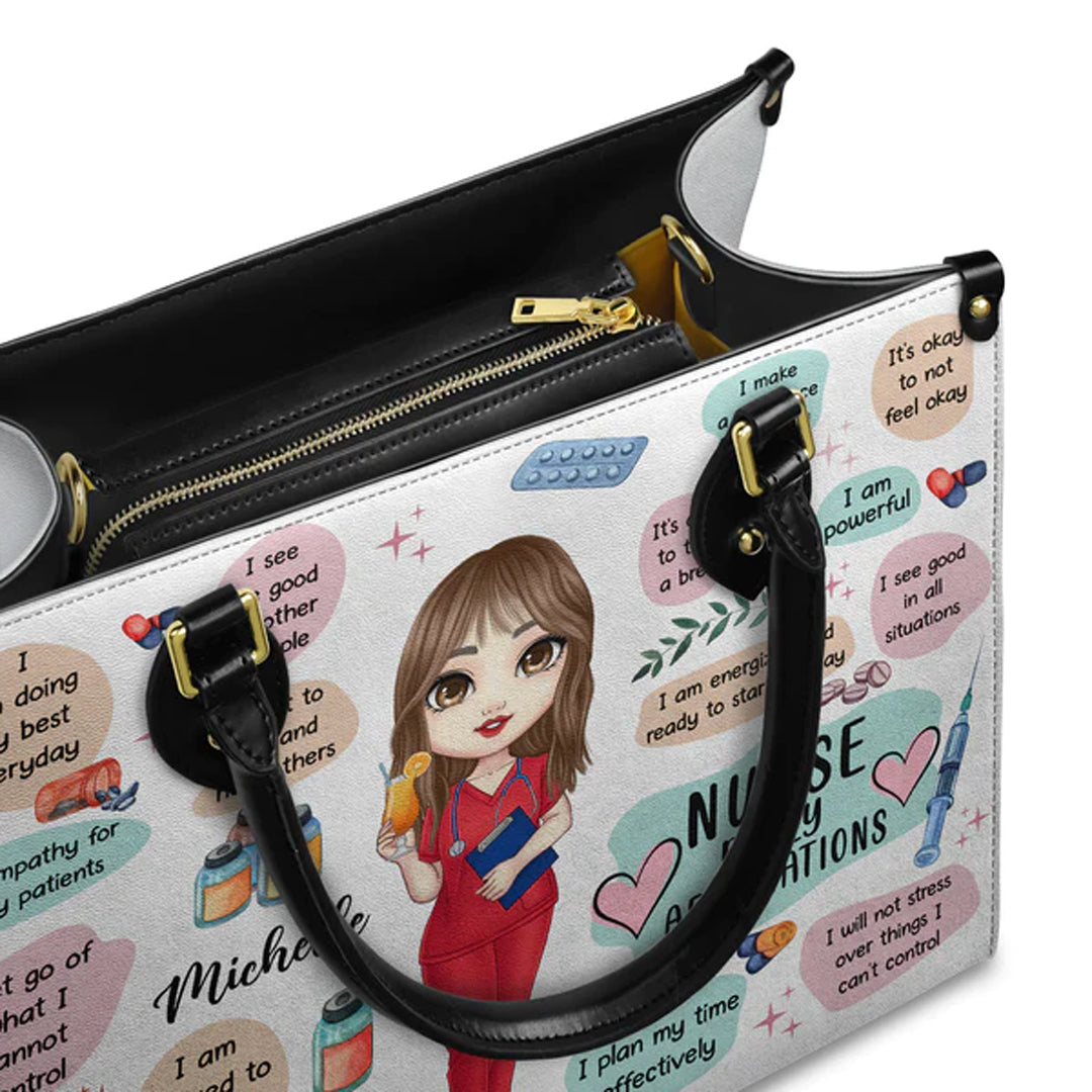 Personalized Nurse Affirmation Leather Handbag