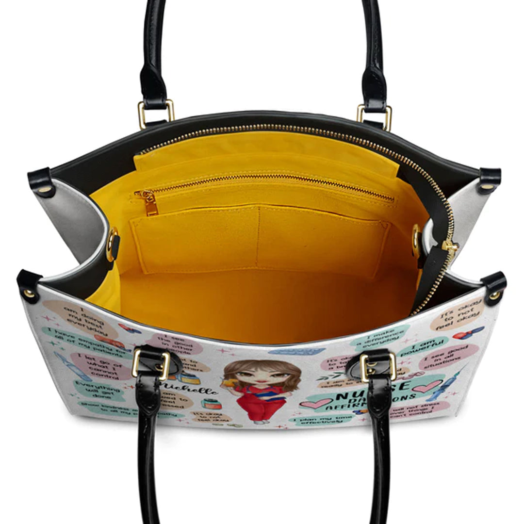 Personalized Nurse Affirmation Leather Handbag
