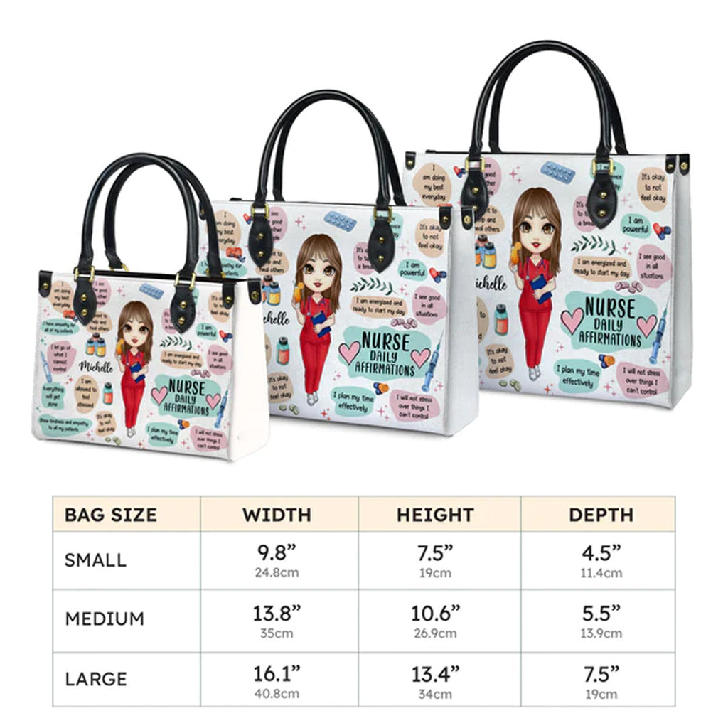 Personalized Nurse Affirmation Leather Handbag