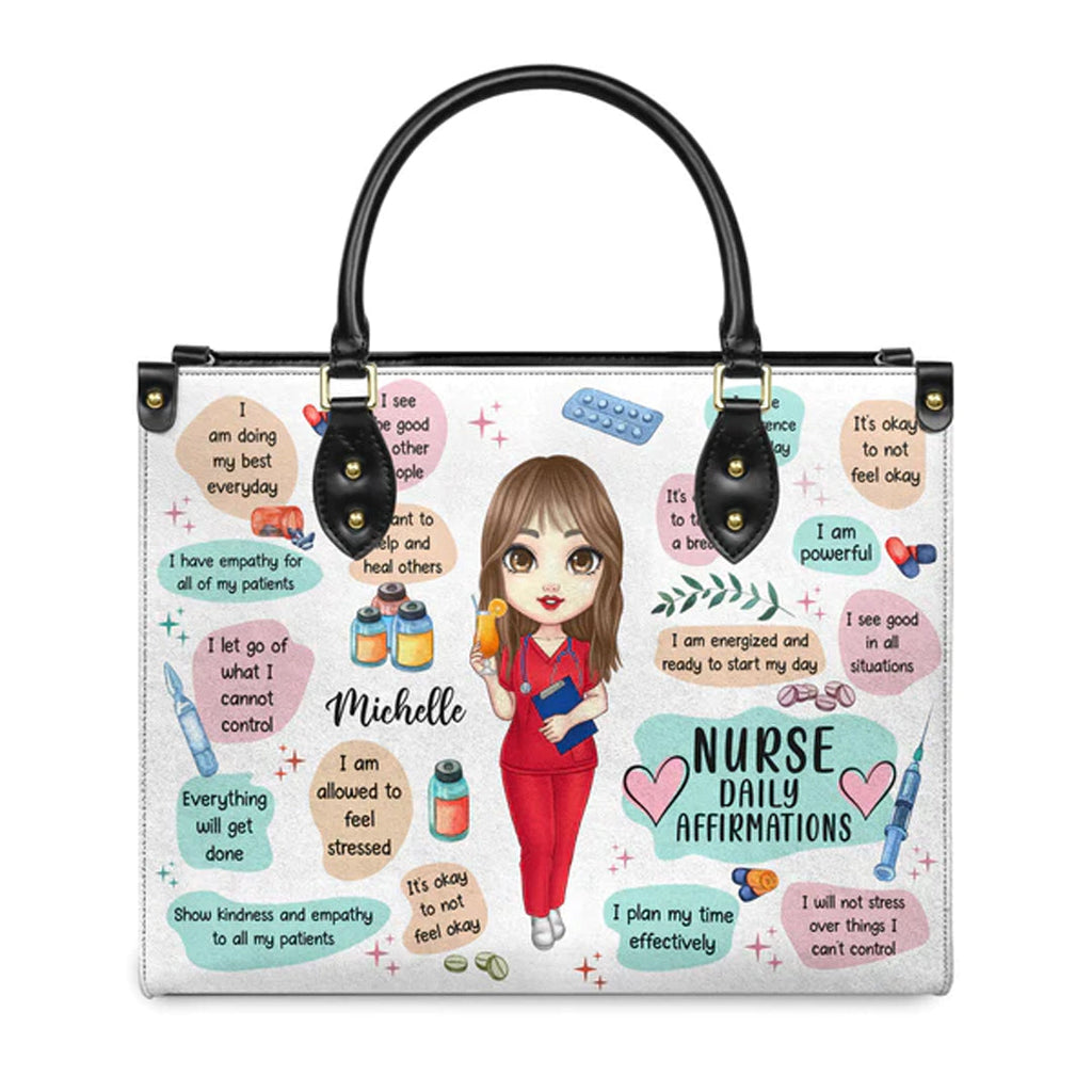 Personalized Nurse Affirmation Leather Handbag