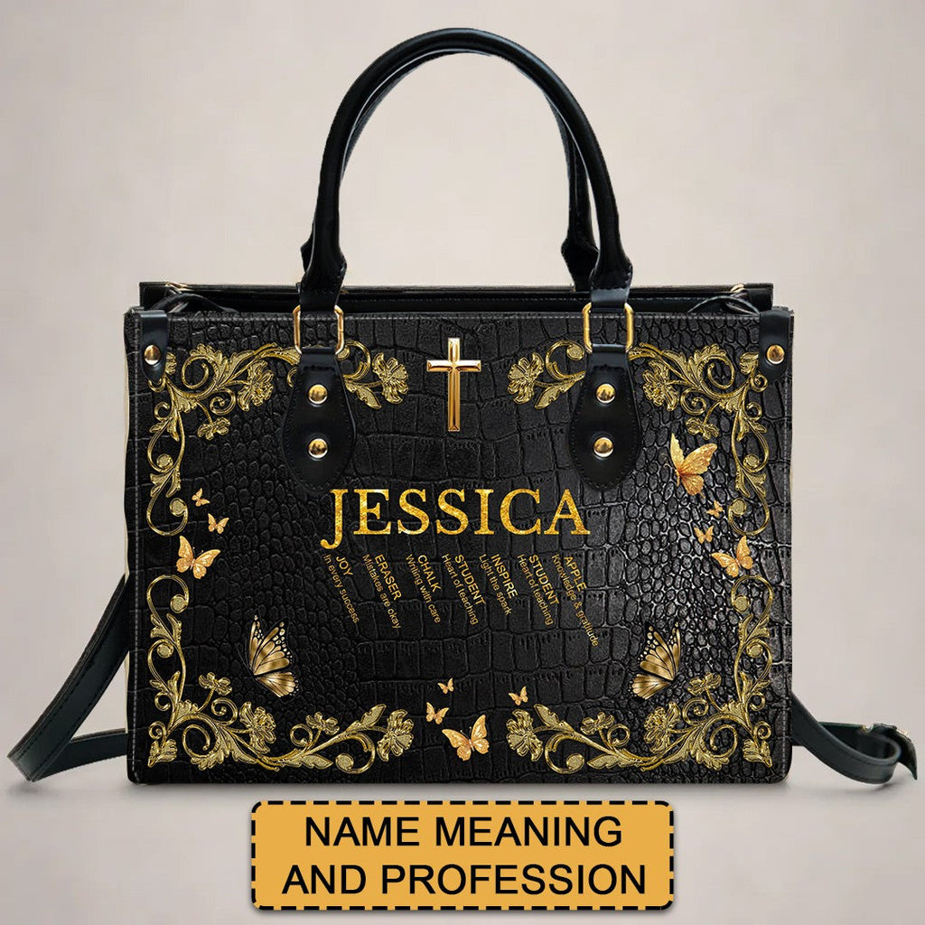 Personalized Teacher Acrostic Leather Handbag