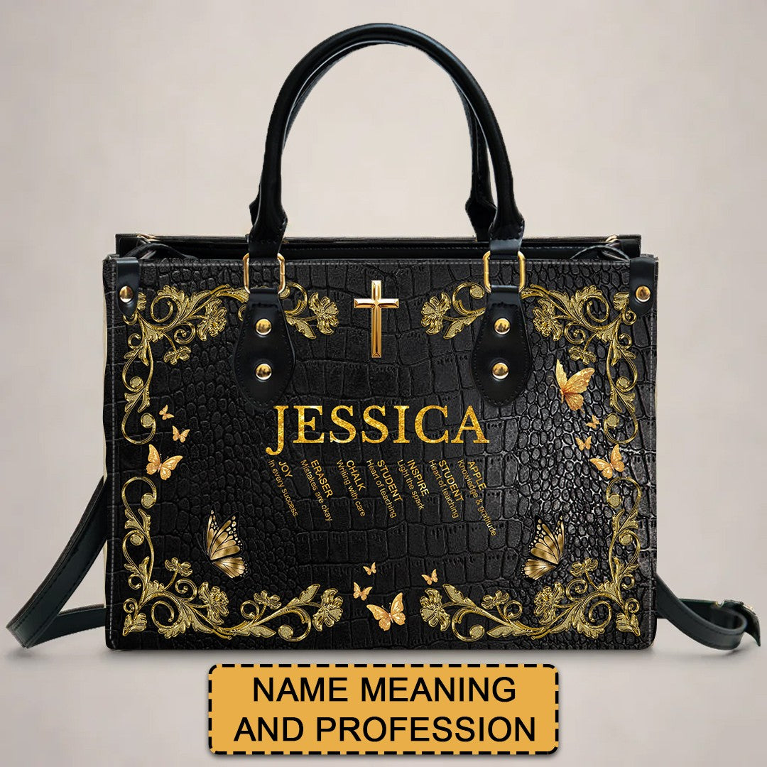 Personalized Teacher Acrostic Leather Handbag
