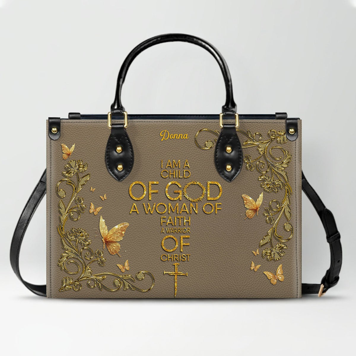 Personalized Bible Verse Leather Tote Bag