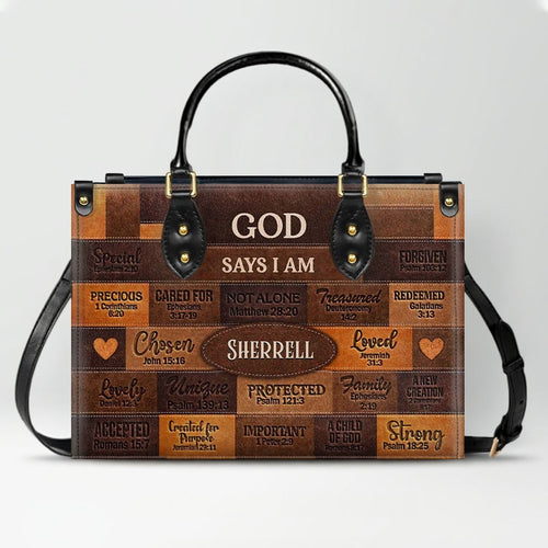 Custom God Says I Am Leather Handbag & Purse Set