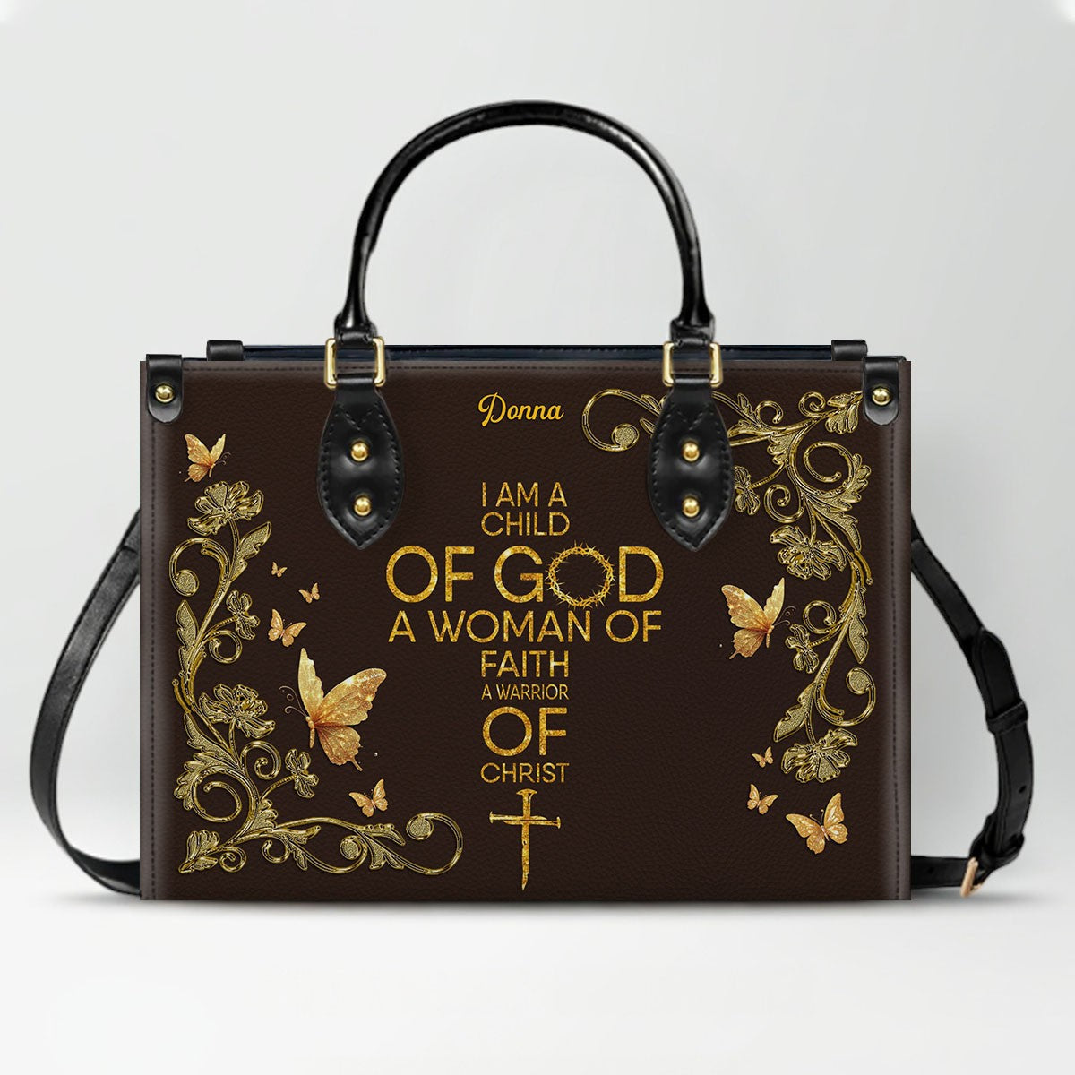 Personalized Bible Verse Leather Tote Bag