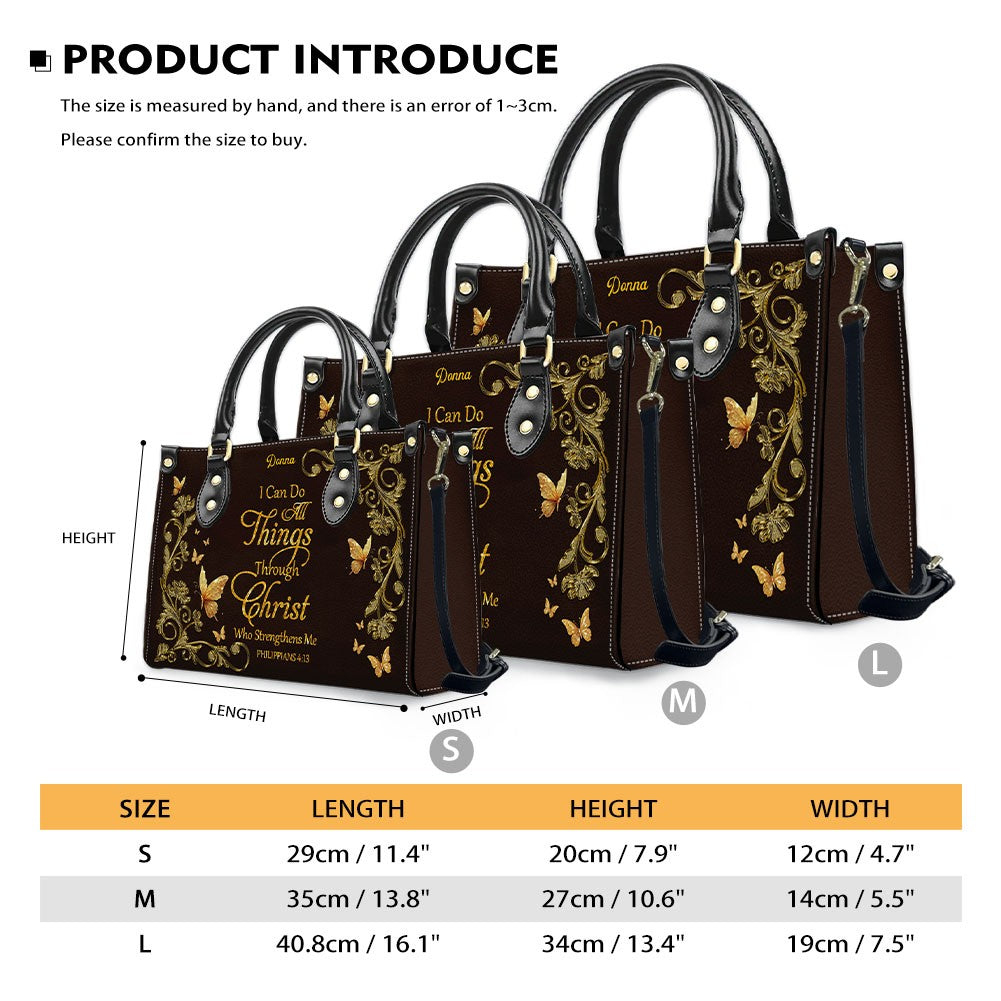 Personalized Bible Verse Leather Tote Bag