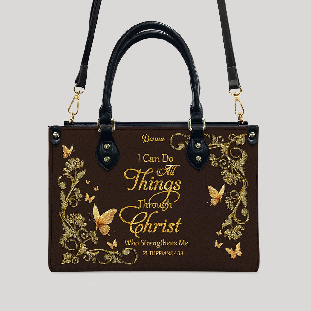 Personalized Bible Verse Leather Tote Bag