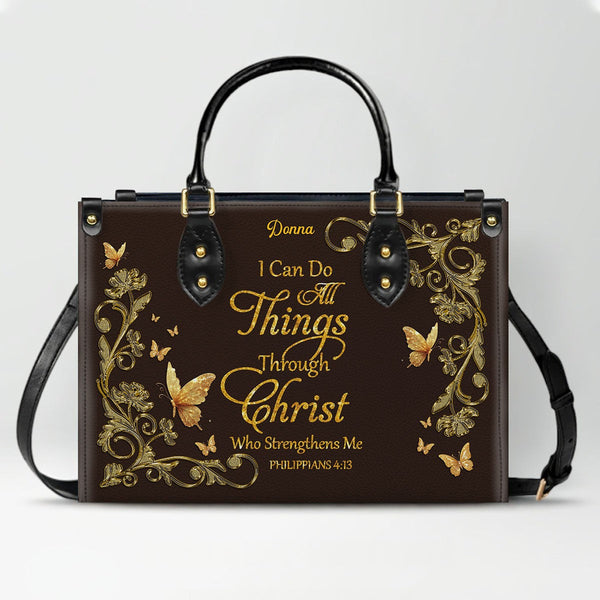 Personalized Bible Verse Leather Tote Bag