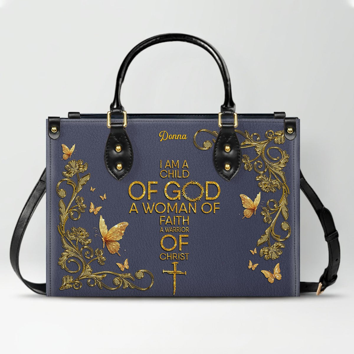 Personalized Bible Verse Leather Tote Bag