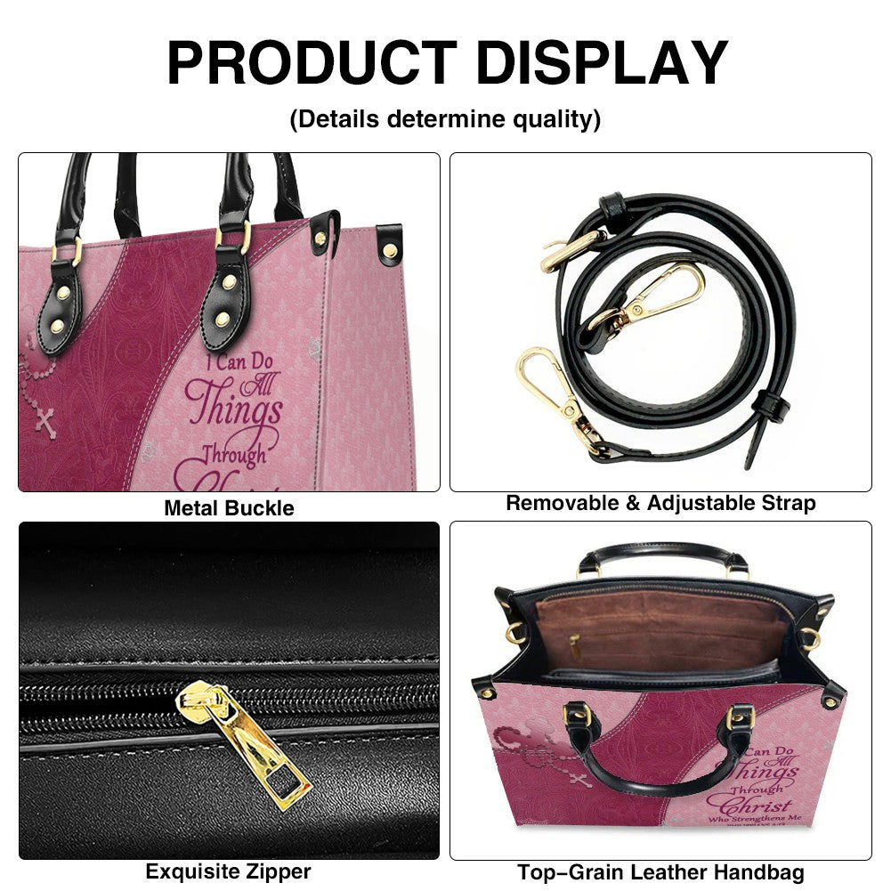 Personalized Christian Leather Tote Handbag