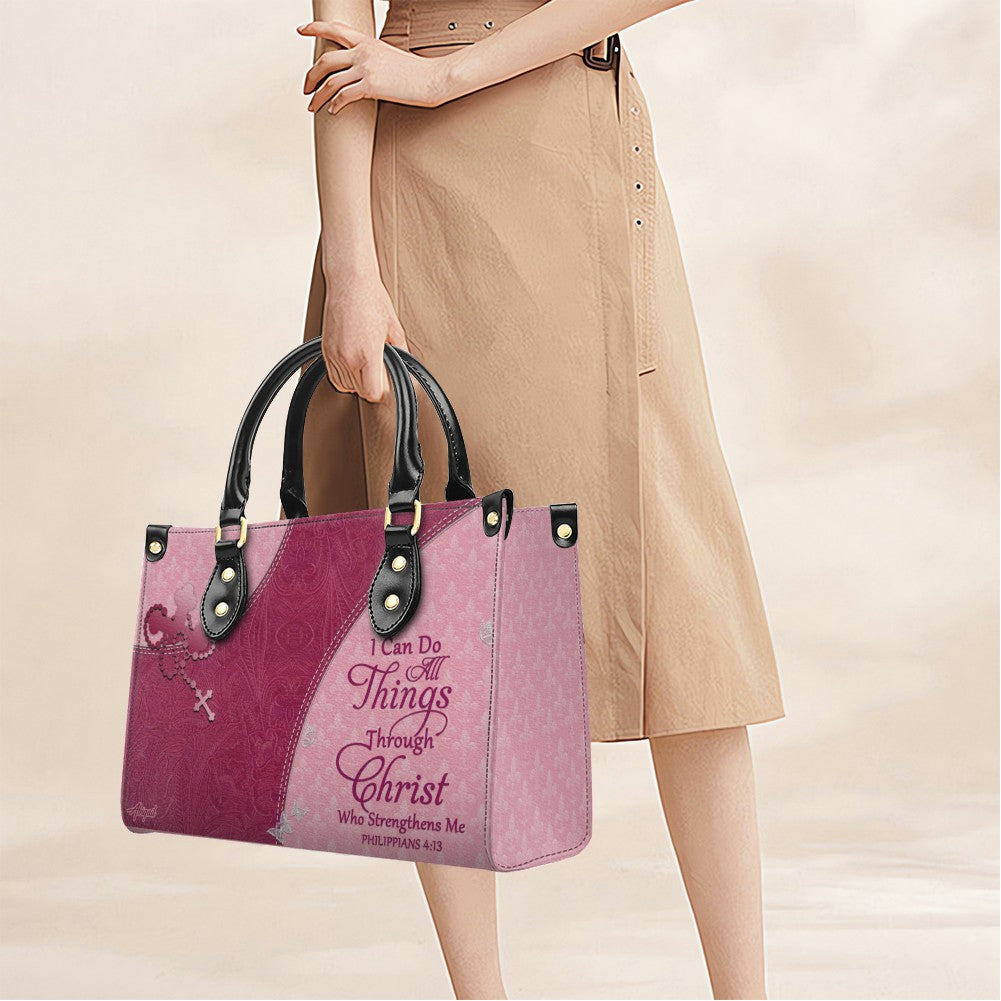 Personalized Christian Leather Tote Handbag