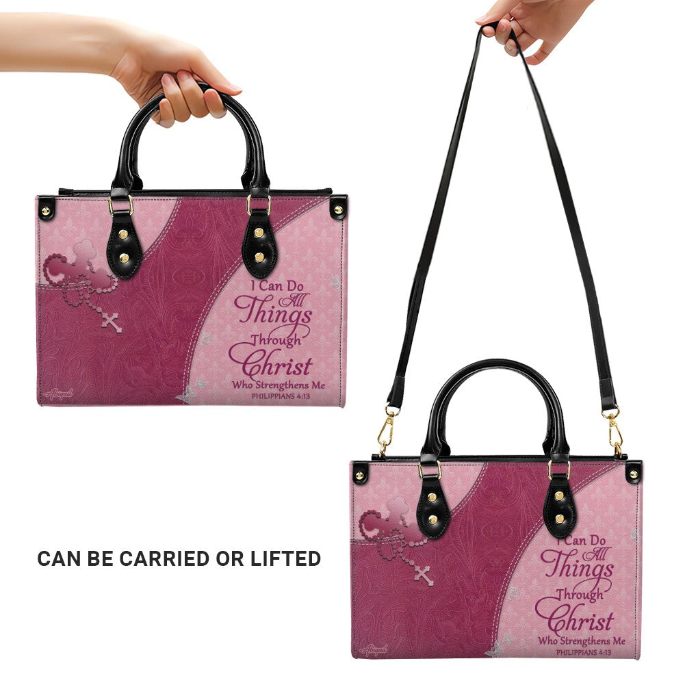 Personalized Christian Leather Tote Handbag
