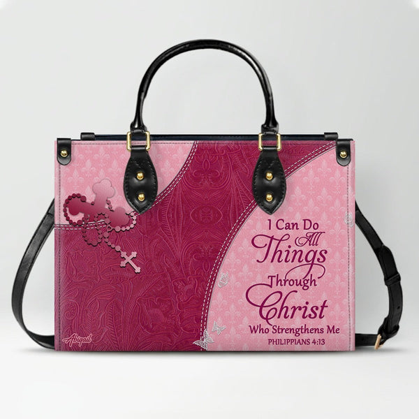 Personalized Christian Leather Tote Handbag