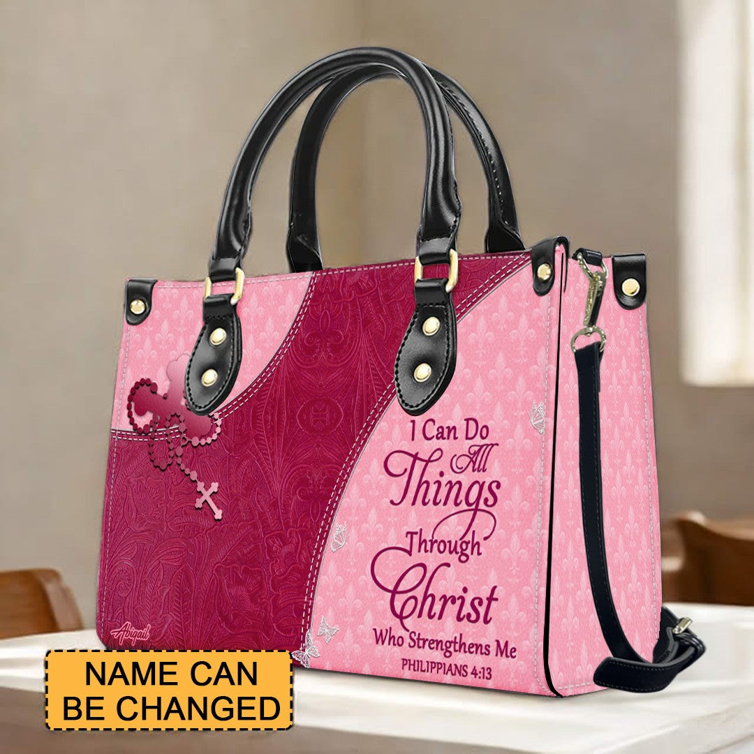 Personalized Christian Leather Tote Handbag