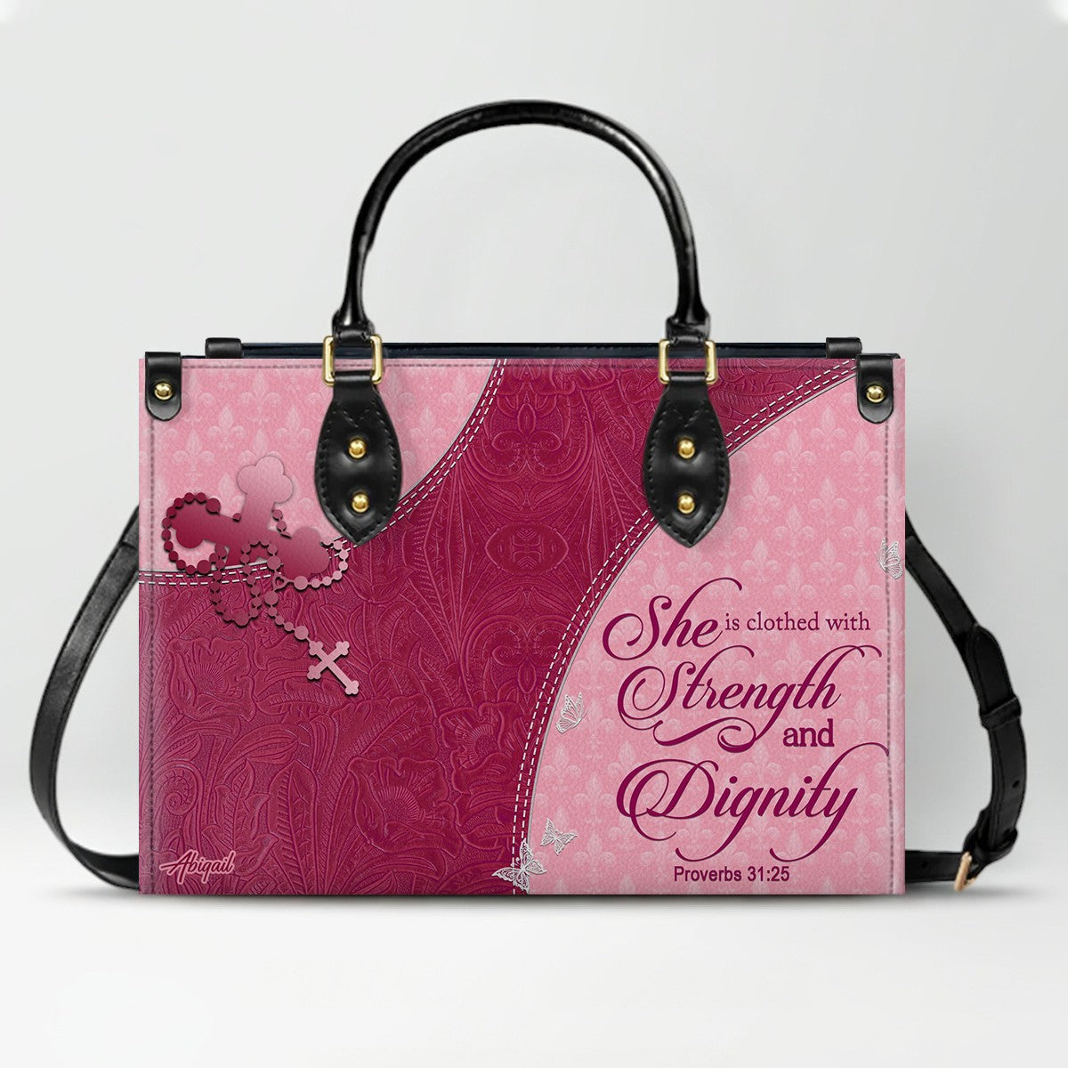 Personalized Christian Leather Tote Handbag