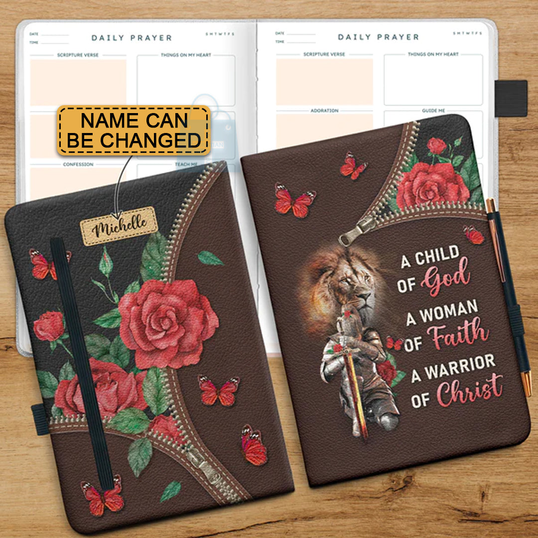 Personalized "Child Of God, Woman Of Faith" Leather Journal