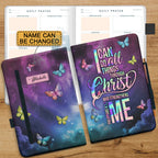 Personalized Galaxy "Philippians 4:13" Leather Prayer Journal
