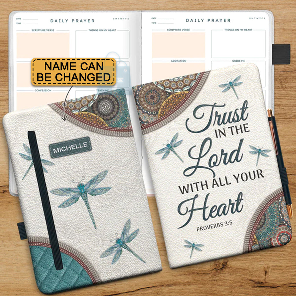 Personalized "Trust in the Lord" Dragonfly Leather Prayer Journal