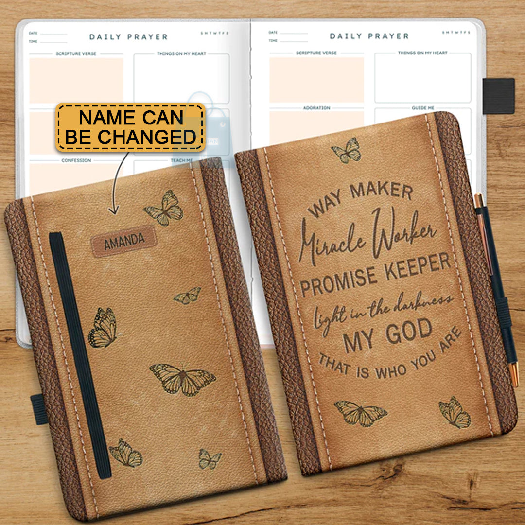 Personalized "Way Maker" Butterfly Leather Prayer Journal