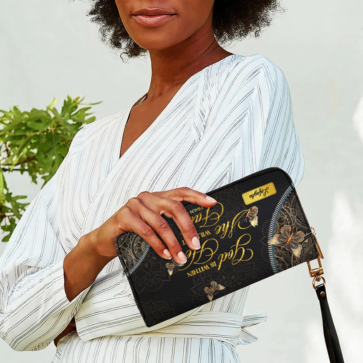 Personalized Butterfly Mandala Leather Handbag