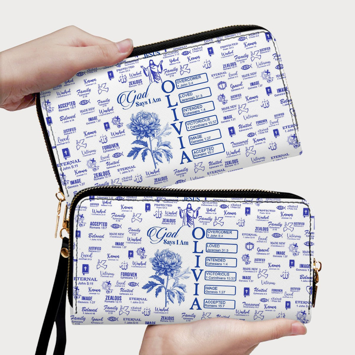 Personalized Christian Long Leather Wallet
