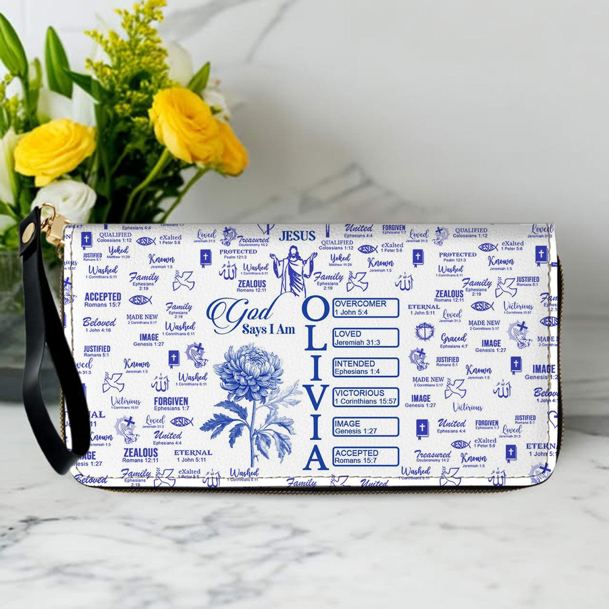 Personalized Christian Long Leather Wallet