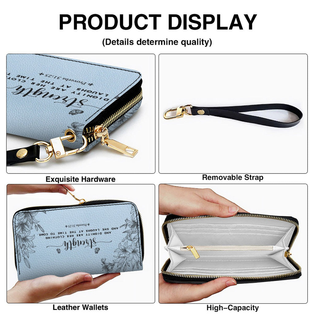 Personalized Blue Leather Handbag & Wallet Set
