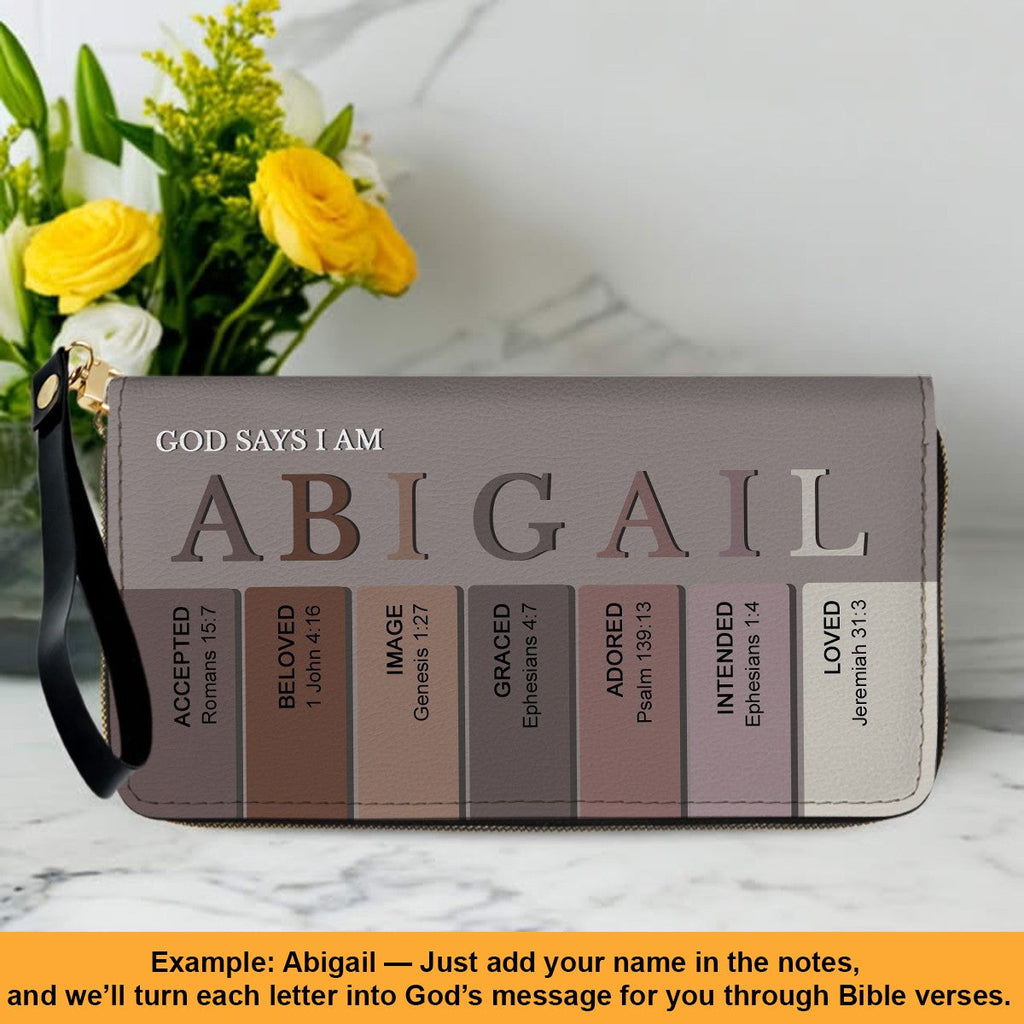 Personalized Christian Name Leather Clutch Purse