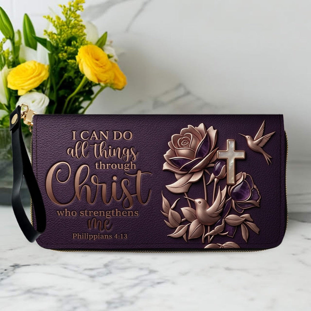 Personalized Philippians 4:13 Leather Handbag Set