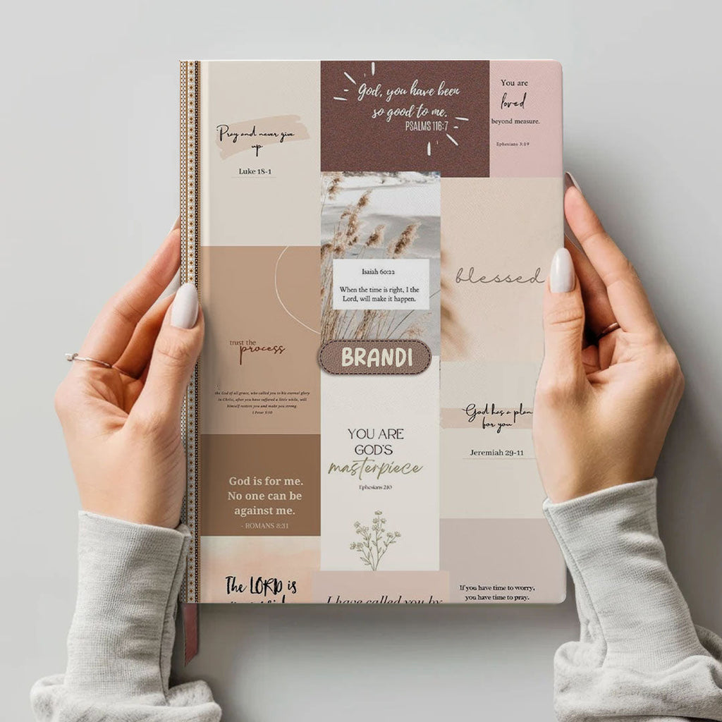 Personalized Retro "Daily Bible Verses" Leather Notebook