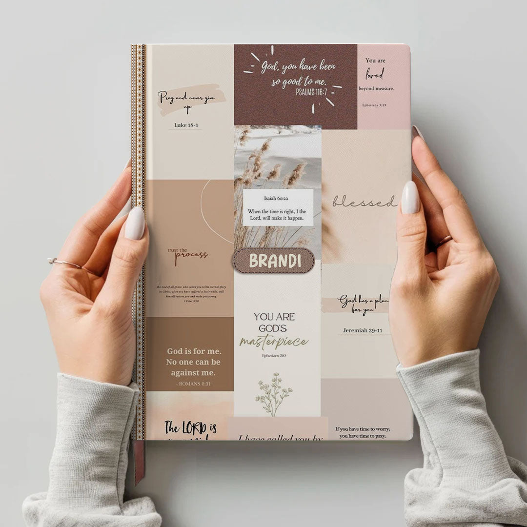 Personalized Retro "Daily Bible Verses" Leather Notebook