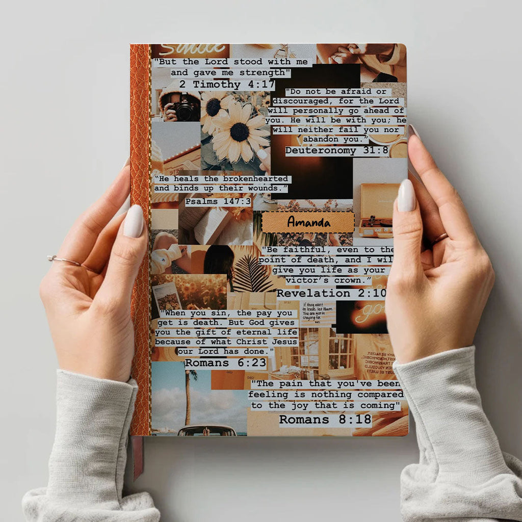 Personalized Retro "Daily Bible Verses" Leather Notebook