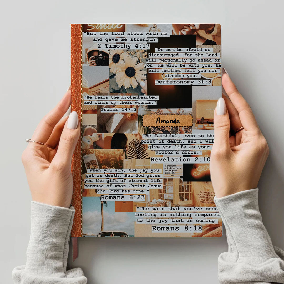 Personalized Retro "Daily Bible Verses" Leather Notebook