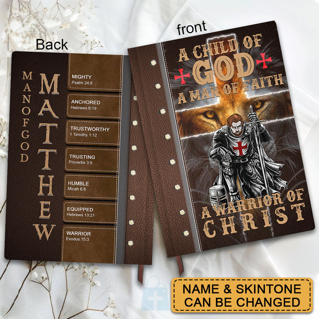 Personalized "A Child of God, Man of Faith" Leather Journal