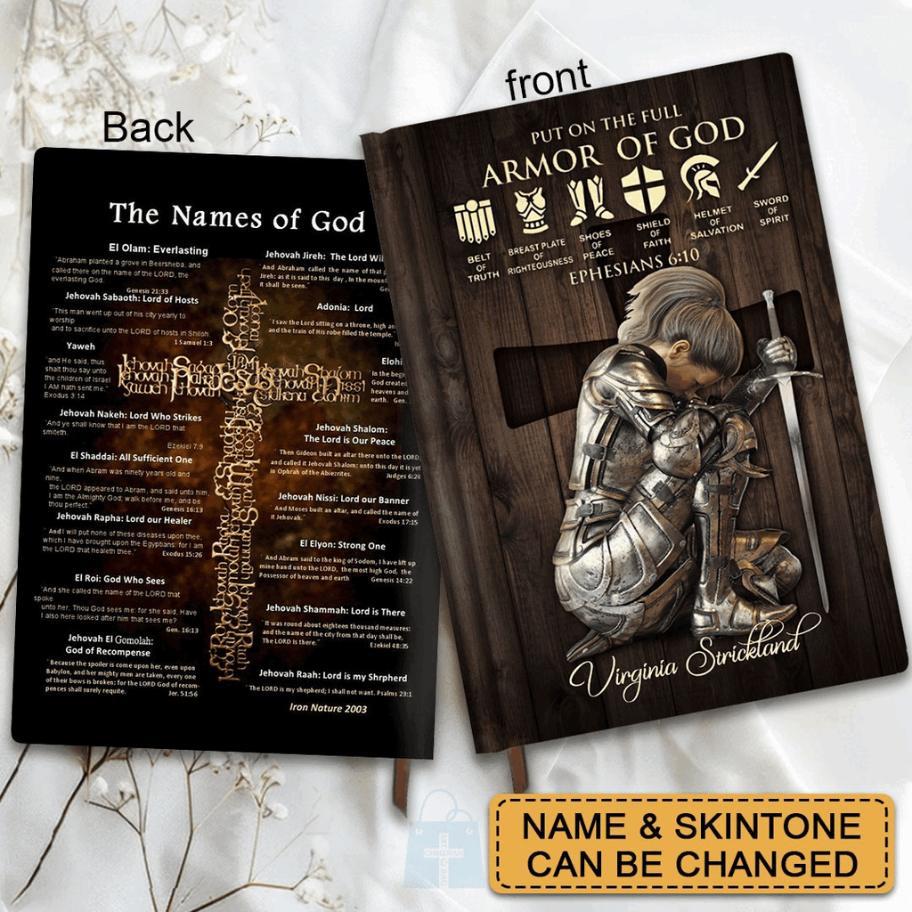 Personalized "Names of God & Armor of God" Leather Journal