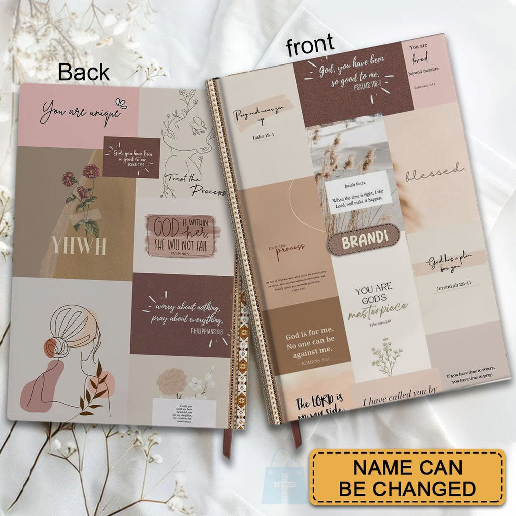 Personalized Retro "Daily Bible Verses" Leather Notebook