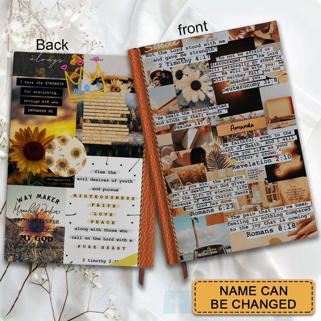 Personalized Retro "Daily Bible Verses" Leather Notebook